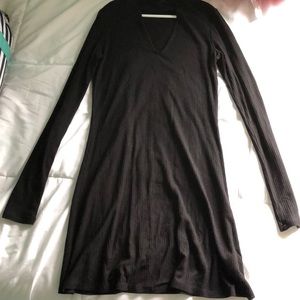 Black long sleeve dress with cut in chest